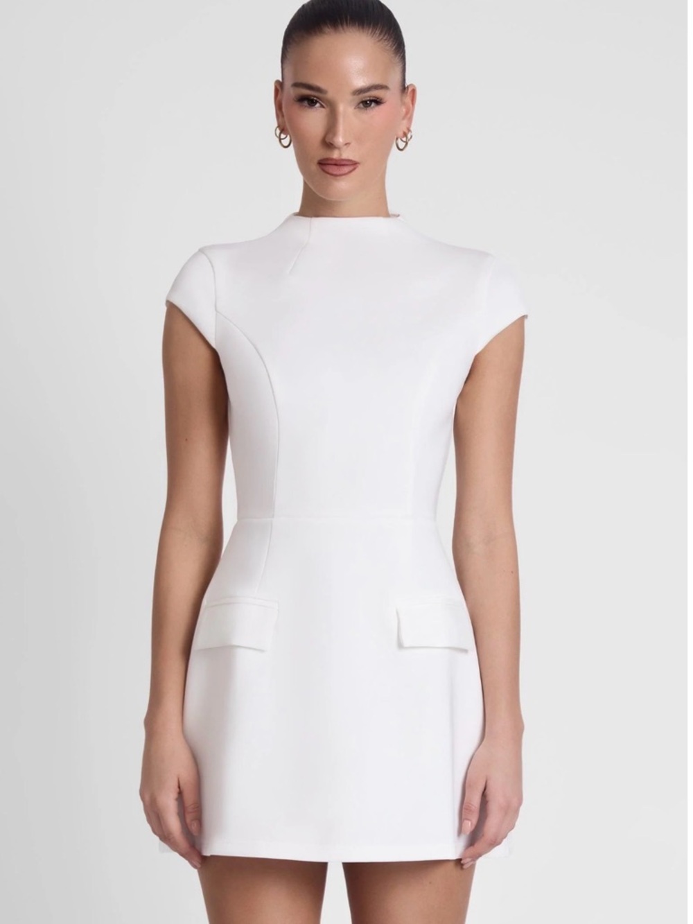 Classic White Cap-Sleeve Mini Dress